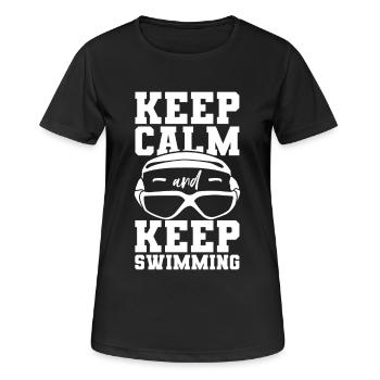 Keep Calm And Keep Swimming - Frauen T-Shirt atmungsaktiv - Schwarz - Vorne - AI Model Female 172 light (172cm)