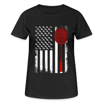 Patriotischer Badmintonspieler - Frauen T-Shirt atmungsaktiv - Schwarz - Vorne - AI Model Female 172 light (172cm)