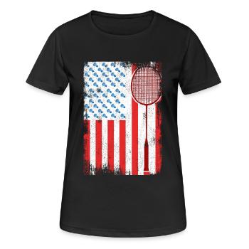 4. Juli Badminton - Frauen T-Shirt atmungsaktiv - Schwarz - Vorne - AI Model Female 172 light (172cm)