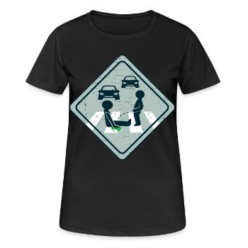 Climate activist road gluing - Women's Breathable T-Shirt - black - Front - AI Model Female 172 light (172cm)