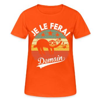 I'll do it tomorrow lazy lazy humor gift - Women's Breathable T-Shirt - neon orange - Front - AI Model Female 172 dark (172cm)