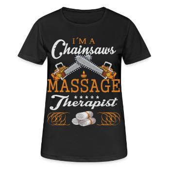 Kettensägen Massage - Frauen T-Shirt atmungsaktiv - Schwarz - Vorne - AI Model Female 172 light (172cm)