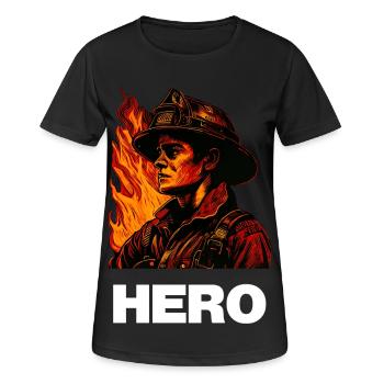 Héros des pompiers / Héros - T-shirt respirant Femme - noir - Devant - AI Model Female 172 light (172cm)