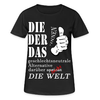 DIE DER DAS über die die Welt spricht lacht Gender - Frauen T-Shirt atmungsaktiv - Schwarz - Vorne - AI Model Female 172 light (172cm)