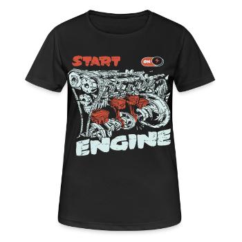 Starte den Motor - Frauen T-Shirt atmungsaktiv - Schwarz - Vorne - AI Model Female 172 light (172cm)
