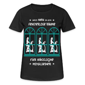 Fitnessstudio mit Fensterlosen Räumen - Frauen T-Shirt atmungsaktiv - Schwarz - Vorne - AI Model Female 172 light (172cm)