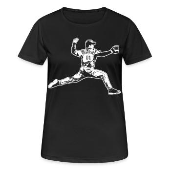 Lanceur de baseball - T-shirt respirant Femme - noir - Devant - AI Model Female 172 light (172cm)