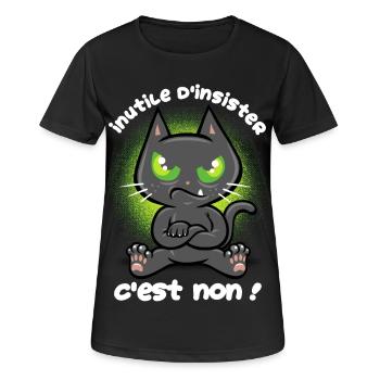 Chat têtu - T-shirt respirant Femme - noir - Devant - AI Model Female 172 light (172cm)