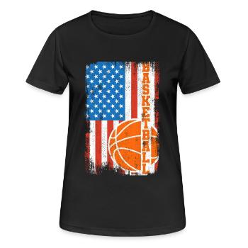 4. Juli Basketball - Frauen T-Shirt atmungsaktiv - Schwarz - Vorne - AI Model Female 172 light (172cm)