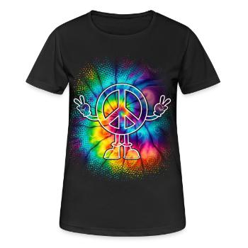 Peacezeichen Friedenszeichen Tie Dye - Frauen T-Shirt atmungsaktiv - Schwarz - Vorne - AI Model Female 172 light (172cm)