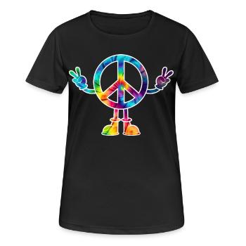 Peacezeichen Friedenszeichen tie dye - Frauen T-Shirt atmungsaktiv - Schwarz - Vorne - AI Model Female 172 light (172cm)