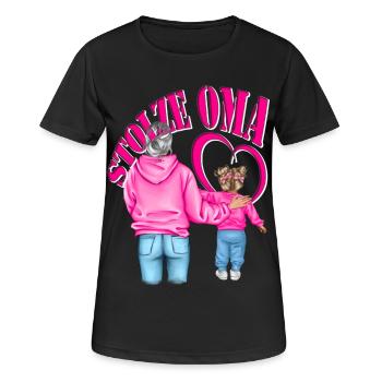 stolze Oma Enkelin Herz - Frauen T-Shirt atmungsaktiv - Schwarz - Vorne - AI Model Female 172 light (172cm)