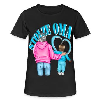 stolze Oma Enkel Herz blonde Haare - Frauen T-Shirt atmungsaktiv - Schwarz - Vorne - AI Model Female 172 light (172cm)