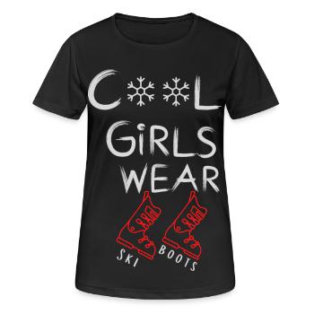 Cool Girls Wear Ski Boots - Skiing Winter Sports - Frauen T-Shirt atmungsaktiv - Schwarz - Vorne - AI Model Female 172 light (172cm)