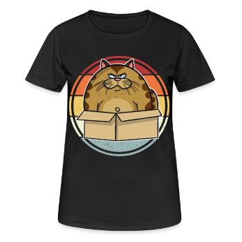 Dicke Katze Im Karton - Frauen T-Shirt atmungsaktiv - Schwarz - Vorne - AI Model Female 172 light (172cm)
