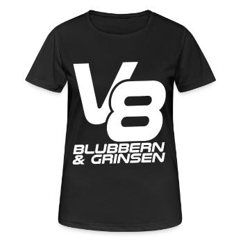 V8 - Blubbern & Grinsen - Frauen T-Shirt atmungsaktiv - Schwarz - Vorne - AI Model Female 172 light (172cm)