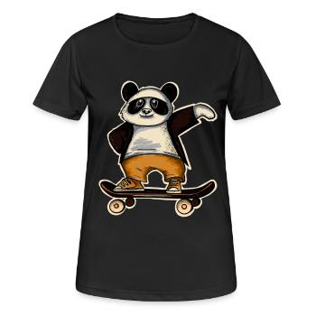 Panda Skate Skater Skateboard Skaten - Frauen T-Shirt atmungsaktiv - Schwarz - Vorne - AI Model Female 172 light (172cm)