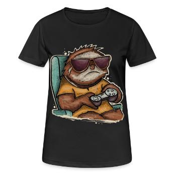 Joueur de jeu paresseux - T-shirt respirant Femme - noir - Devant - AI Model Female 172 light (172cm)