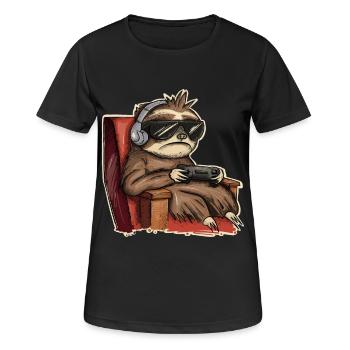 Joueur de jeu paresseux - T-shirt respirant Femme - noir - Devant - AI Model Female 172 light (172cm)