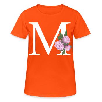 M - Frauen T-Shirt atmungsaktiv - Neonorange - Vorne - AI Model Female 172 dark (172cm)