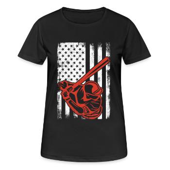 Patriotischer Baseballspieler - Frauen T-Shirt atmungsaktiv - Schwarz - Vorne - AI Model Female 172 light (172cm)