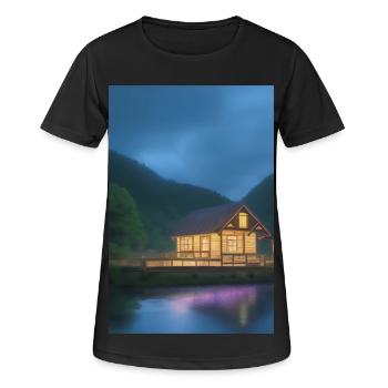 Charmante cabane au bord du lac - T-shirt respirant Femme - noir - Devant - AI Model Female 172 light (172cm)