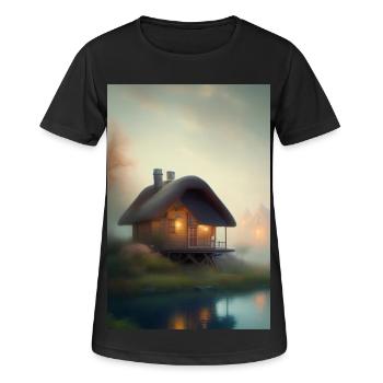 Charmante cabane au bord du lac - T-shirt respirant Femme - noir - Devant - AI Model Female 172 light (172cm)