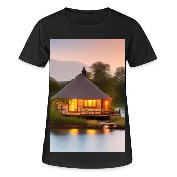 Charmante cabane au bord du lac - T-shirt respirant Femme - noir - Devant - AI Model Female 172 light (172cm)