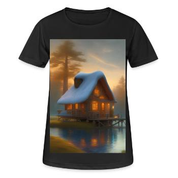Charmante cabane au bord du lac - T-shirt respirant Femme - noir - Devant - AI Model Female 172 light (172cm)