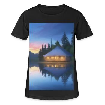Charmante cabane au bord du lac - T-shirt respirant Femme - noir - Devant - AI Model Female 172 light (172cm)