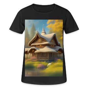 Charmante cabane au bord du lac - T-shirt respirant Femme - noir - Devant - AI Model Female 172 light (172cm)