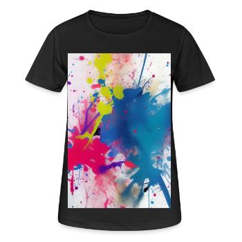 Des éclaboussures de couleur. Peinture - T-shirt respirant Femme - noir - Devant - AI Model Female 172 light (172cm)