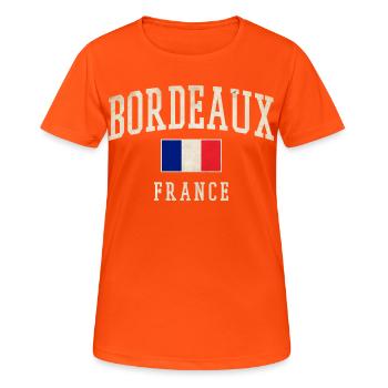 Bordeaux France - T-shirt respirant Femme - orange néon - Devant - AI Model Female 172 dark (172cm)