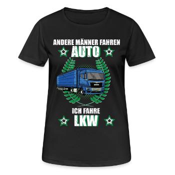 LKW Fahrer Lastkraftfahrer Beruf Trucker  - Frauen T-Shirt atmungsaktiv - Schwarz - Vorne - AI Model Female 172 light (172cm)