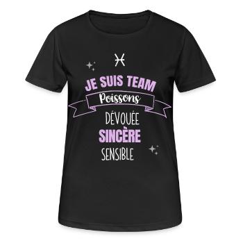 Team poissons cadeau femme fille poissons signe - T-shirt respirant Femme - noir - Devant - AI Model Female 172 light (172cm)