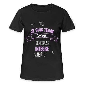 Team vierge cadeau femme fille vierge signe zodiac - T-shirt respirant Femme - noir - Devant - AI Model Female 172 light (172cm)