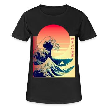 La Grande Vague au large de Kanagawa - T-shirt respirant Femme - noir - Devant - AI Model Female 172 light (172cm)