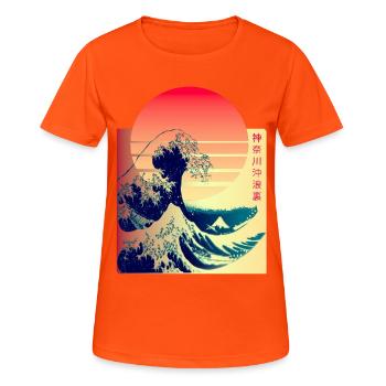 The Great Wave off Kanagawa - Women's Breathable T-Shirt - neon orange - Front - AI Model Female 172 dark (172cm)