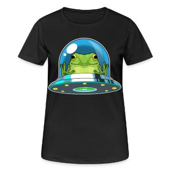Frog Spaceship Space - T-shirt respirant Femme - noir - Devant - AI Model Female 172 light (172cm)