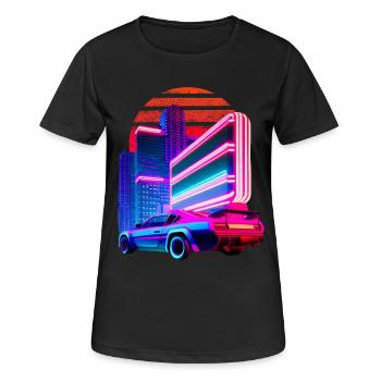 Retro Wave 80s Sports Car Vaporwave - T-shirt respirant Femme - noir - Devant - AI Model Female 172 light (172cm)