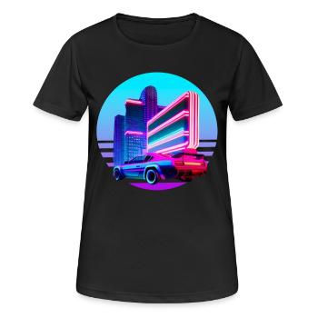 Retro Wave 80s Vaporwave Sunset - T-shirt respirant Femme - noir - Devant - AI Model Female 172 light (172cm)