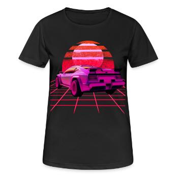 Retro Wave super voiture Sunset - T-shirt respirant Femme - noir - Devant - AI Model Female 172 light (172cm)
