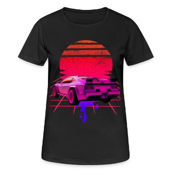 Retro Wave Supercar Sunset - Women's Breathable T-Shirt - black - Front - AI Model Female 172 light (172cm)