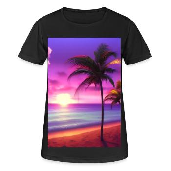 Karibik Palmen Strand - Frauen T-Shirt atmungsaktiv - Schwarz - Vorne - AI Model Female 172 light (172cm)