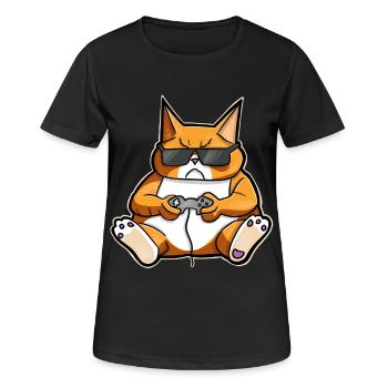 Gaming Cat Gamer Gamers Gamers Gamers - T-shirt respirant Femme - noir - Devant - AI Model Female 172 light (172cm)