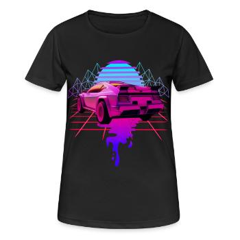 Aesthetics Sports Car Vaporwave Sunset Retrowave - Women's Breathable T-Shirt - black - Front - AI Model Female 172 light (172cm)