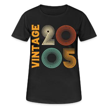 Vintage 2005 Retro Cooles Jubiläumsgeschenk - Frauen T-Shirt atmungsaktiv - Schwarz - Vorne - AI Model Female 172 light (172cm)
