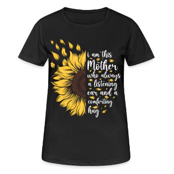 Je suis cette mère Cadeau de tournesol motivant - T-shirt respirant Femme - noir - Devant - AI Model Female 172 light (172cm)