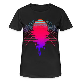 Vaporwave Sunset New Wave Art - Frauen T-Shirt atmungsaktiv - Schwarz - Vorne - AI Model Female 172 light (172cm)
