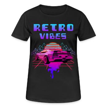 Retro Vibes Sports Car Vaporwave Sunset - Women's Breathable T-Shirt - black - Front - AI Model Female 172 light (172cm)